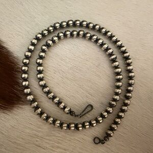 ❤️ 16” 5mm Navajo Desert Pearls Beads Sterling Silver Necklace USA Unisex 12.1G